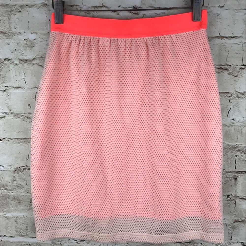 Stretchy Orange/Peach mesh Overlay Skirt XXL